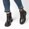 Immagine di MISS GLOBO - Stivaletto nero arricciato con zip laterale diagonale, tacco 4CM