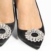 Immagine di MISS GLOBO - Décolleté nera a punta con sottopiede in VERA PELLE, applicazione in strass frontale e cinturino con inserto elasticizzato, tacco a rocchetto 8CM