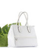 Immagine di DIVAS - Borsa due manici bianca in VERA PELLE con zip orizzontale frontale, MADE IN ITALY
