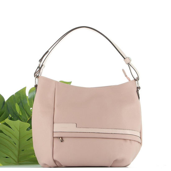Immagine di DIVAS - Borsa a sacca carne in VERA PELLE con tasca frontale zip, MADE IN ITALY