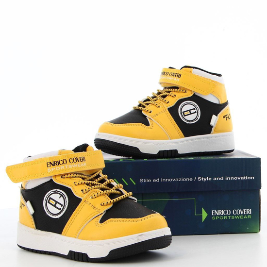 ENRICO COVERI - Sneakers gialla e nera con strappo