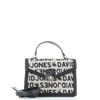 Immagine di DAVID JONES - Cartellina beige un manico con stampa scritte e patta con chiusura a girello, tracolla rimovibile