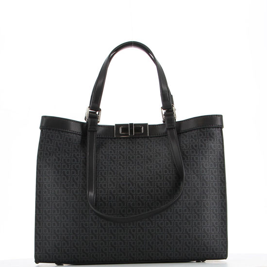 Immagine di DAVID JONES - Borsa nera due manici con stampa lettere DJ e chiusura a girello