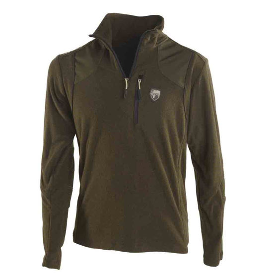 Immagine di UNIVERS - LUPETTO VERDE MELANGE MODELLO MONTE BIANCO PILE 1/2 ZIP CON TOPPE