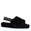 Immagine di YOU YOUNG COVERI - Pantofole nere in peluche aperte in punta con elastico sul retro