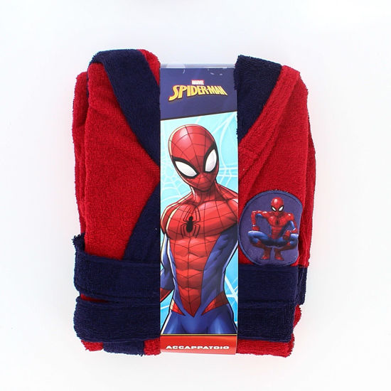 Marvel Accappatoio Ufficiale Spiderman Bambino: Blu E Nero, Morbido In Cotone, Con Cintura, Taglia 4 Anni