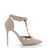 Immagine di MISS GLOBO -  Décolleté beige con borchie tacco 10,5 e soletta in VERA PELLE