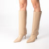 Immagine di MISS GLOBO - Stivale beige a punta con risvolto e tacco 8,5cm