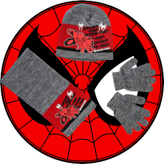 Immagine di SPIDERMAN - Completo cappello + guanti + sciarpa grigio/rosso