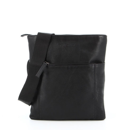 Immagine di LOTTO - Borsello nero in VERA PELLE con tasca frontale, linea WASHED