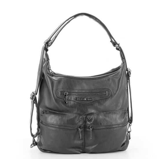 Immagine di ENRICO COLLEZIONE - Zaino/borsa sacca grigia con tre tasche frontali e due scomparti principali