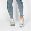 Immagine di MISS GLOBO - Sneakers donna bianca con strass e comoda suola platform bianca a righe