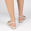 Immagine di MISS GLOBO - Ballerina beige slingback con punta oro e soletta in VERA PELLE
