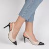 Immagine di MISS GLOBO - Décolleté beige slingback con inserto elasticizzato, sottopiede in VERA PELLE e punta a contrasto, tacco 8CM