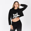 Immagine di MY JEWELS - DONNA FELPA NERA CORTA CON CAPPUCCIO E STAMPA BULLDOG