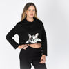 Immagine di MY JEWELS - DONNA FELPA NERA CORTA CON CAPPUCCIO E STAMPA BULLDOG