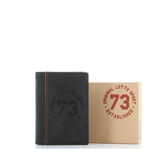 Immagine di LOTTO - Portafoglio nero in VERA PELLE con doppio scomparto banconote e tasca portaspicci
