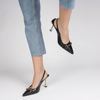 Immagine di MISS GLOBO - DÉCOLLETÉ SLINGBACK NERA CON MORSETTI E TACCO ORO 9CM