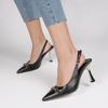 Immagine di MISS GLOBO - DÉCOLLETÉ SLINGBACK NERA CON MORSETTI E TACCO ORO 9CM