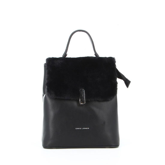 Immagine di DAVID JONES - Zaino nero con chiusura a girello e patta con pelliccetta