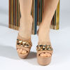 Immagine di MISS GLOBO - Sabot mules camel con catena, tacco 13cm e soletta VERA PELLE