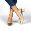Immagine di TATOO - Décolleté beige slingback con punta oro, tacco 5,5CM