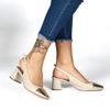 Immagine di TATOO - Décolleté beige slingback con punta oro, tacco 5,5CM