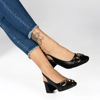 Immagine di TATOO - Décolleté nera slingback con morsetto dorato, tacco 5CM