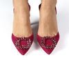 Immagine di MISS GLOBO - Décolleté fucsia con sottopiede in VERA PELLE, applicazione in strass frontale e cinturino con inserto elasticizzato, tacco 8,5CM