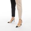 Immagine di MISS GLOBO - Décolleté beige con punta nera PIANTA LARGA e soletta interna in Vera Pelle tacco 8,5cm