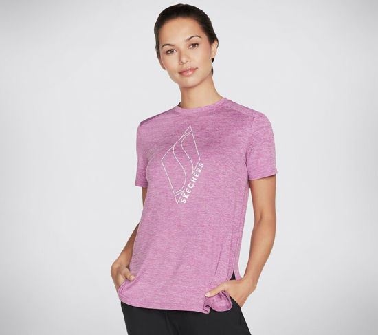 Immagine di SKECHERS GO WALK Wear - Tshirt a maniche corte viola con dettaglio logo Skechers in avanti