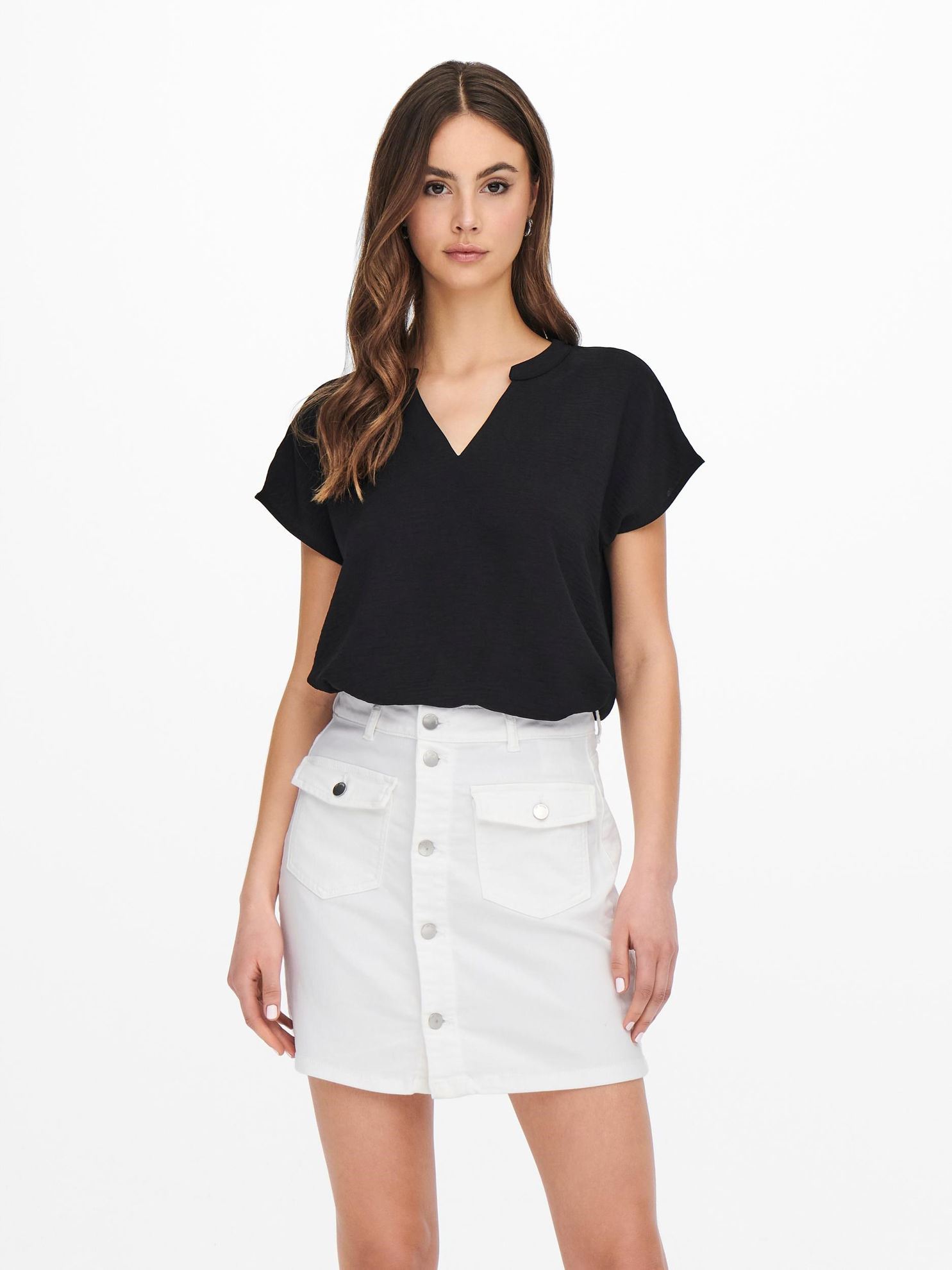 Jacqueline De Yong Black Cotton T-Shirt
