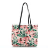 Immagine di DAVID JONES - Borsa shopping rosa fantasia foglie e fiori con pochette interna estraibile