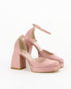 Immagine di MISS GLOBO - Décolleté platform rosa in raso con sottopiede in VERA PELLE e tacco quadrato 9CM, MADE IN ITALY