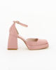 Immagine di MISS GLOBO - Décolleté platform rosa in raso con sottopiede in VERA PELLE e tacco quadrato 9CM, MADE IN ITALY