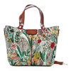 Immagine di DAVID JONES - Borsa due manici verde fantasia foglie e fiori con pochette interna estraibile e tracolla removibile