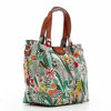 Immagine di DAVID JONES - Borsa due manici verde fantasia foglie e fiori con pochette interna estraibile e tracolla removibile