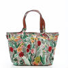 Immagine di DAVID JONES - Borsa due manici verde fantasia foglie e fiori con pochette interna estraibile e tracolla removibile