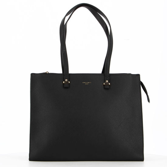 Immagine di DAVID JONES - Borsa due manici nera con tre scomparti principali e tasca posteriore