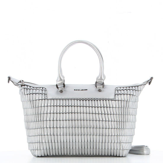 Immagine di DAVID JONES - Borsa argento due manici con borsa frontale arricciata
