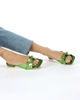 Immagine di MY JEWELS - Ciabatta fltaform verde laminato con catena e punta squadrata