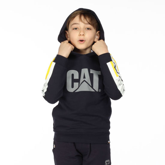 Immagine di CATERPILLAR - FELPA BLU CON CAPPUCCIO E BANDA LATERALE