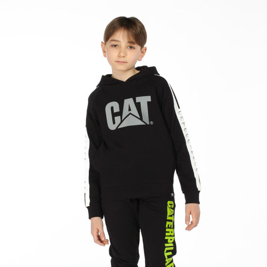 Immagine di CATERPILLAR - FELPA NERA CON CAPPUCCIO E BANDA LATERALE