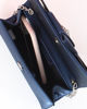 Immagine di ANNES NICOLE - Pochette blu notte in raso con fiocco glitterato sulla patta, MADE IN ITALY