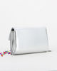 Immagine di ANNES NICOLE - Pochette argento efffetto laminato con fiocco glitterato sulla patta, MADE IN ITALY