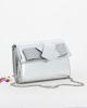 Immagine di ANNES NICOLE - Pochette argento efffetto laminato con fiocco glitterato sulla patta, MADE IN ITALY