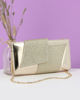 Immagine di ANNES NICOLE - Pochette platino effetto laminato con fascia e pattina glitterate, MADE IN ITALY