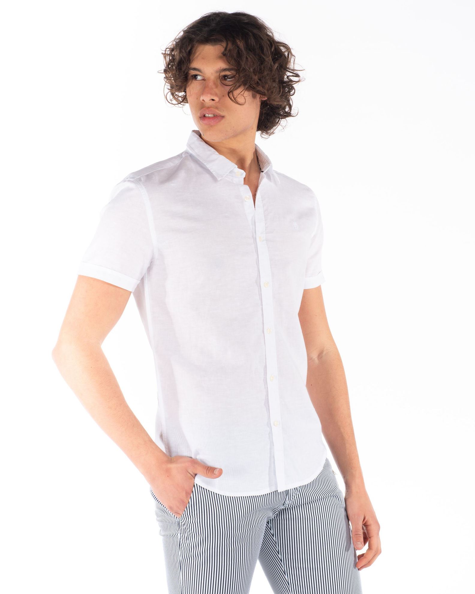 camicia lino uomo camicia coreana uomo manica corta