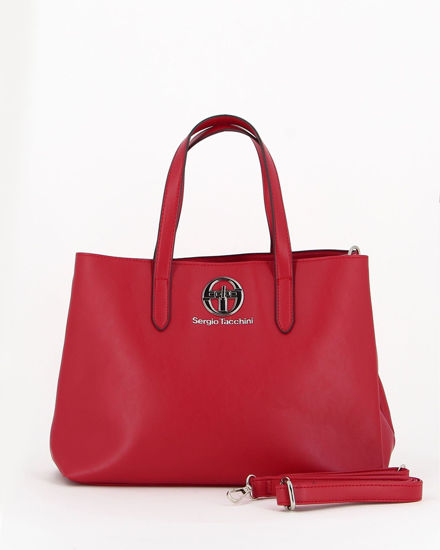 Immagine di SERGIO TACCHINI - Borsa due manici rossa con chiusura a girello e tracolla removibile