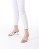 Immagine di MISS GLOBO - Sandalo argento con fascia intrecciata, tacco 7 cm
